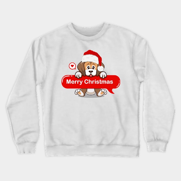 Merry Christmas Cute Dog Crewneck Sweatshirt by Qprinty
